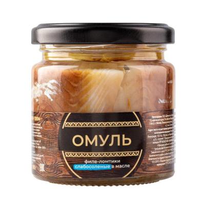 Омуль филе-ломтики, слабой соли, в масле, 190 гр.