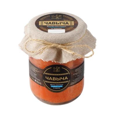 Чавыча филе-ломтики, слабой соли, в масле, 500 г.