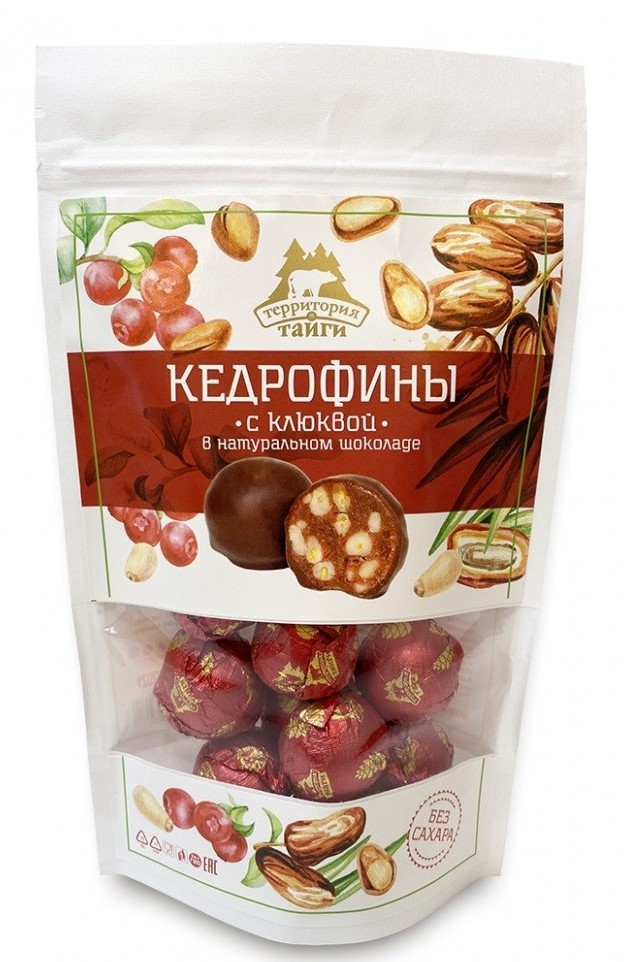 Конфеты Кедрофины с клюквой в натуральном шоколаде, Томск